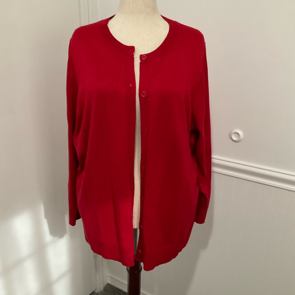 Lane Bryant Vibrant Red Button-Front Cardigan